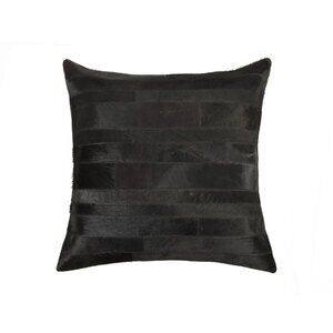 Natural Home Decor Torino Madrid Cowhide Pillow | 1-Piece | Black | 18"x18"